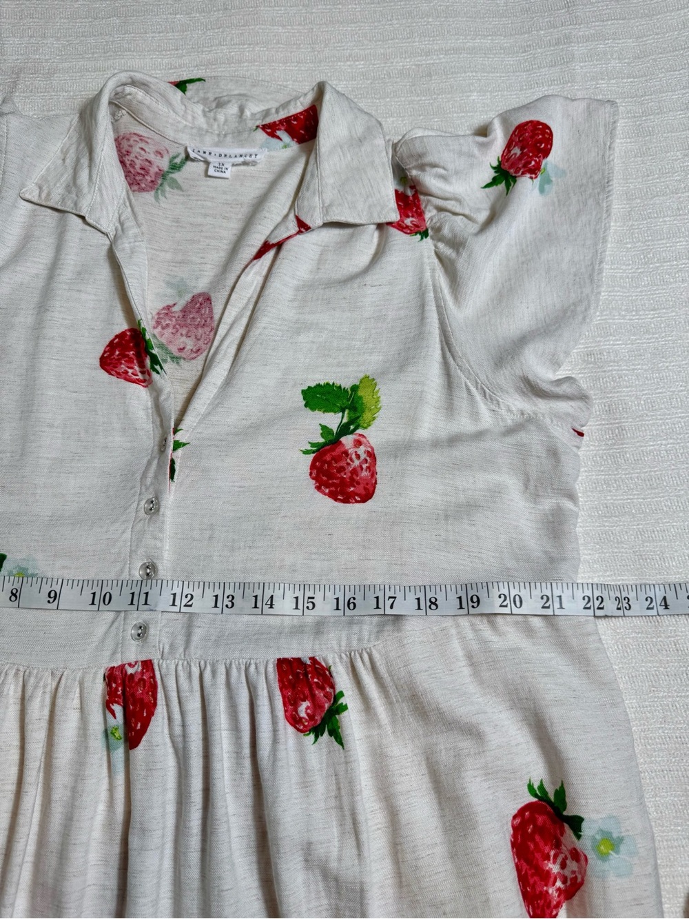 Jane + Delancey Strawberry Print Midi Dress Collar Short Sleeve Size 1X - Picture 4 of 6